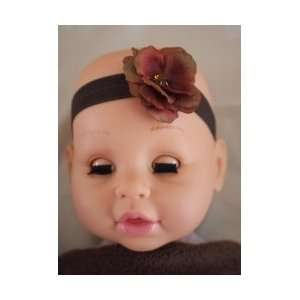 Jamie Rae Brown Stretchy Headband with Brown Rose Flowerette Size 0 