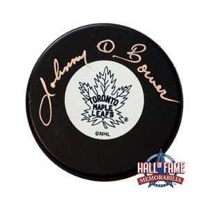 Johnny Bower Autographed/Hand Signed Maple Leafs Hockey Puck
