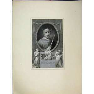  Portrait King William Ii Crown Knights Antique Print