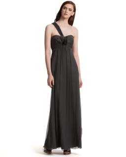 Amsale Long Chiffon, One Shoulder Dress with Tie Front   The Wedding 
