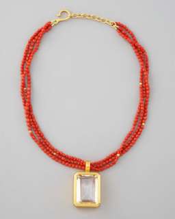 Three Strand Coral Pendant Necklace