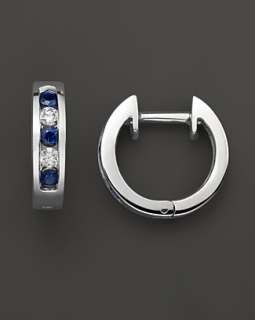 Diamond and Sapphire Earrings in 14K White Gold  