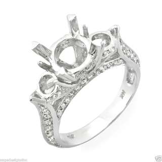 Three Stone Diamond Semi Mount Engagement Ring  