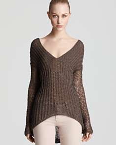 Helmut Lang Sweater   Open Weave V Neck