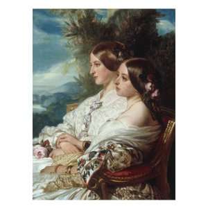 Queen Victoria and Victoire, Duchess de Nemours Premium Giclee Poster 