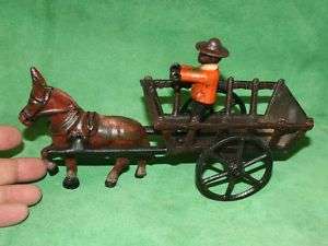 UNUSUAL  Sharecropper Style  MAN AND CART  Iron Toy  