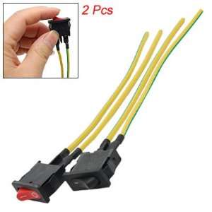  Como 2 Pcs Black Red On Off Button Wired SPST Rocker 