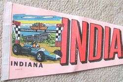   INDIANAPOLIS 500 Speedway Souvenir Felt Pennant RACING CAR 1960s