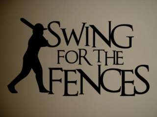 Baseball Softball Swing For Fences Kids Wall Quote Art  