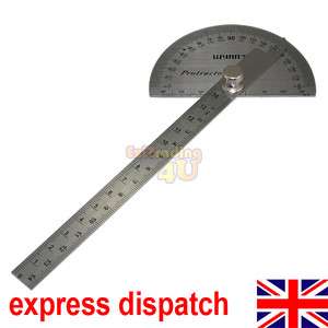 STAINLESS STEEL PROTRACTOR ANGLE FINDER 100MM ARM RULE  