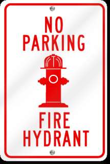 No Parking Fire Hydrant Metal Sign  