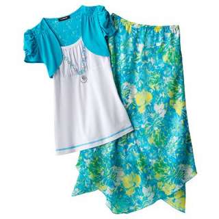 My Michelle Mock Layer Crochet Top and Floral Skirt Set   Girls 7 16