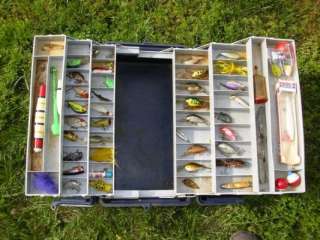 Large Flambeau tackle box full of fishing lures and gear rebel storm 