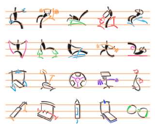 collection of 200 icons of fitness excercises and objects in two 