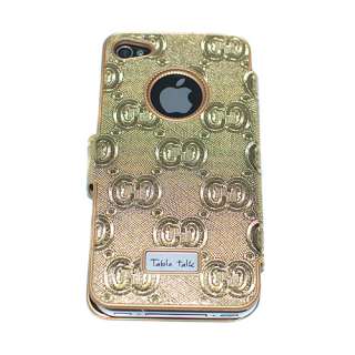   Gold Luxury Chrome Leather Magnetic Flip Case Cover for iPhone 4 4G 4S