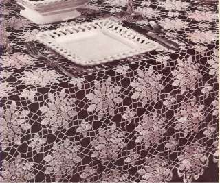 Crochet MOTIF Flower Queen Anne Tablecloth PATTERN Vntg  