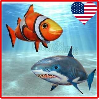   Inflatable Flying Shark + Clown fish Remote Control Toy R/C USA  
