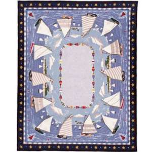  Cape Cod Cat Boat 8x10 hand hooked area rug