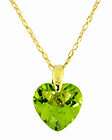 NATURAL PERIDOT SOLITAIRE HEART NECKLACE IN 14K. YELLOW  