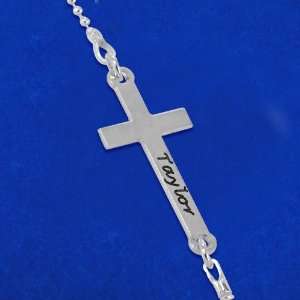 Sterling Silver Taylor Momsen Engraved Cross Necklace 