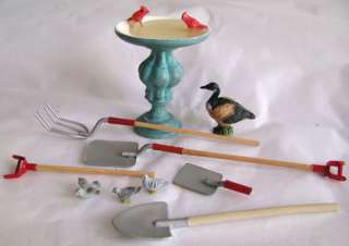   GARDEN Lot   Birds, Duck, Rake, Shovel, Bird Bath & Trowel NEW  