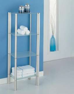 New Ellipse Glass & Nickel 4 Tier Bathroom Shelves  