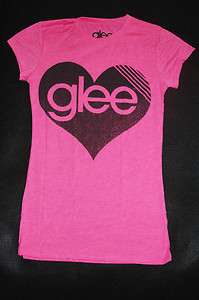 Glee   Heart   Hot Pink Crewneck T Shirt  