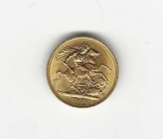 1968 Gold British Sovereign Coin 8 Grams 22KT Fine Gold 1 Cent Auction 