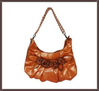 Nicole Lee Handbag Rose Flower Embellished Tote Orange  