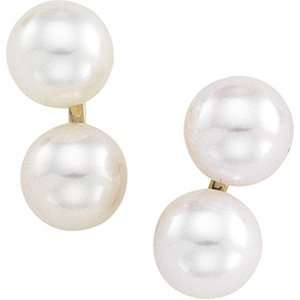   Yellow Gold Pair 06.00 mm Cultured Pearl Earring CleverEve Jewelry