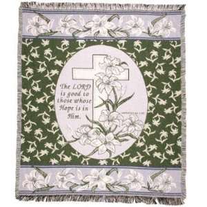  The Lord Is Good Easter Lily Cross Afghan Throw Blanket 