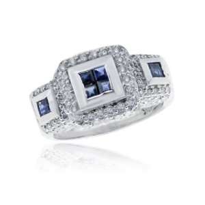   Effy® 14K White Gold Diamond and Sapphire Ring 2.21 Tcw. Jewelry