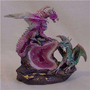 Red Green Dragon Figurine Geode Color Changing LED  