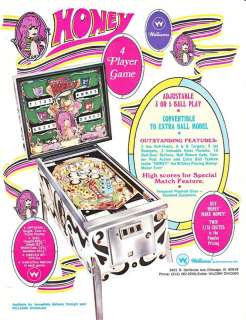 Honey 4 Player Williams Pinball Flyer / Brochure / Ad  