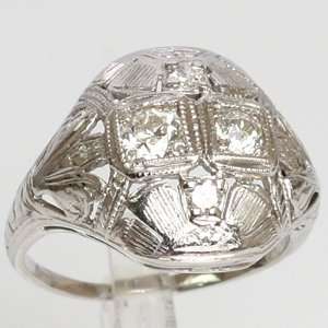   Gold Art Nouveau .52 CTW Diamond Vs / G Antique Estate Ring 3.4 Grams