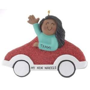  Personalized Ethnic New Driver Girl   Red Car Christmas 