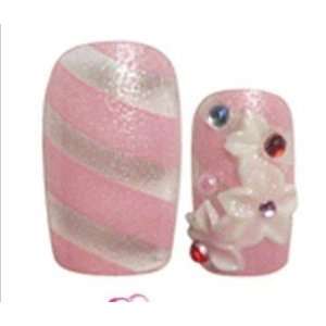  3D Glitter Flower Pre Glued 24 pieces Design False Nails Beauty