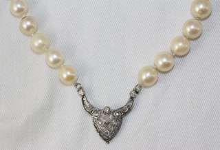   Akoya Pearl & 14k White Gold Diamond Pendant Necklace COA  