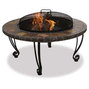  UniFlame 34 Wide Outdoor Fireplace with Slate /Marble 