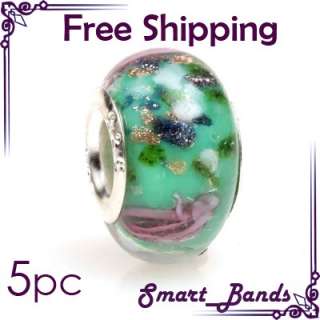 Lampwork glass Turquoise cats eye European bracelet beads charms X 