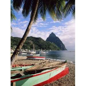  Fishing Boats at Soufriere with the Pitons in the 