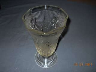 Iris & Herringbone 9 Clear Depression Glass Vase by Jeanette Glass 