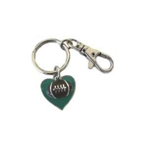  Football on Green Heart Bag Clip