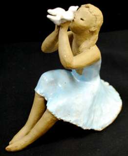 Vintage Antique Japanese Clay Doll Figure Signed GREAT  