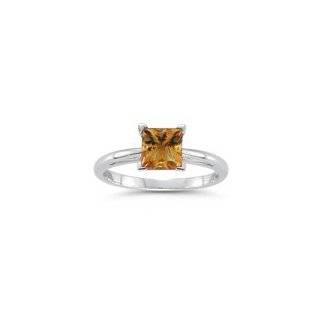  0.89 Cts Citrine Solitaire Ring in 14K White Gold 8.0 