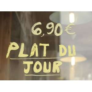  A Cafe Window with French Words and Numbers Photographic 