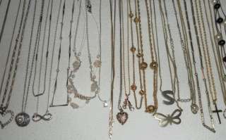 Huge Vintage Lot Chain Necklaces Pendants Charms Bracelets Rhinestone 