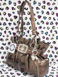KATHY Van Zeeland Premiere Croco Belt Shopper Purple Handbag Purse 
