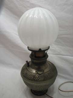 ANTIQUE ELECTRIFIED OIL LAMP BRADLEY & HUBBARD ORNATE  