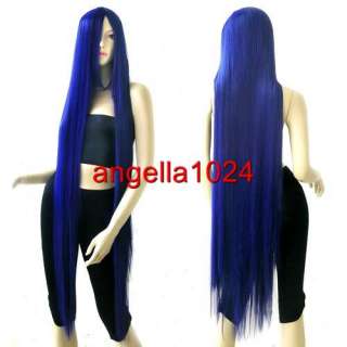 51 ex long bang straight dark blue cosplay wig  